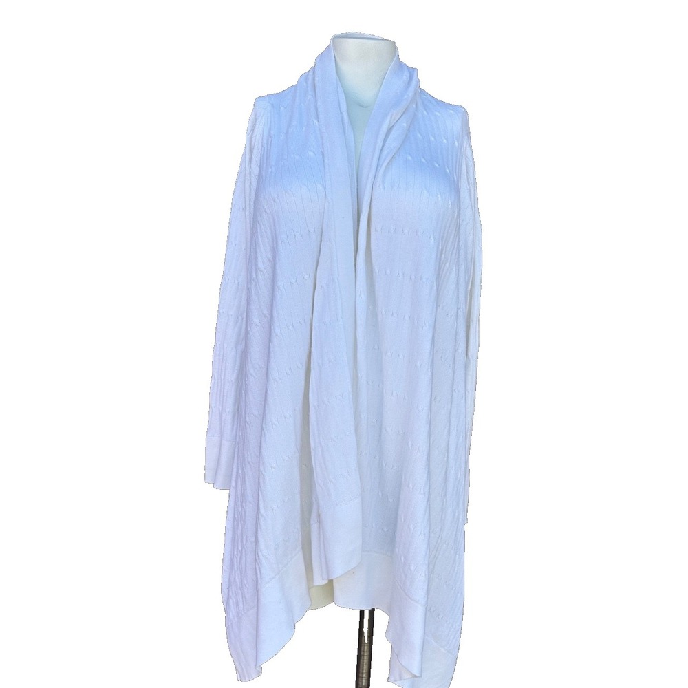 GapBody‎ Cardigan S White Cotton Open Front Waterfall High Low Drape Cozy Top